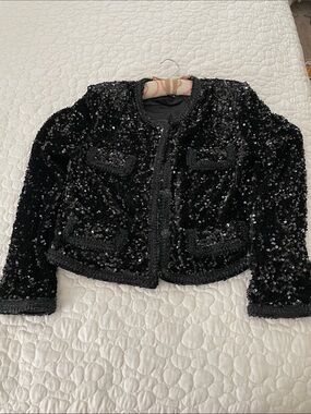 Black Sequined Jacket Mango NWT